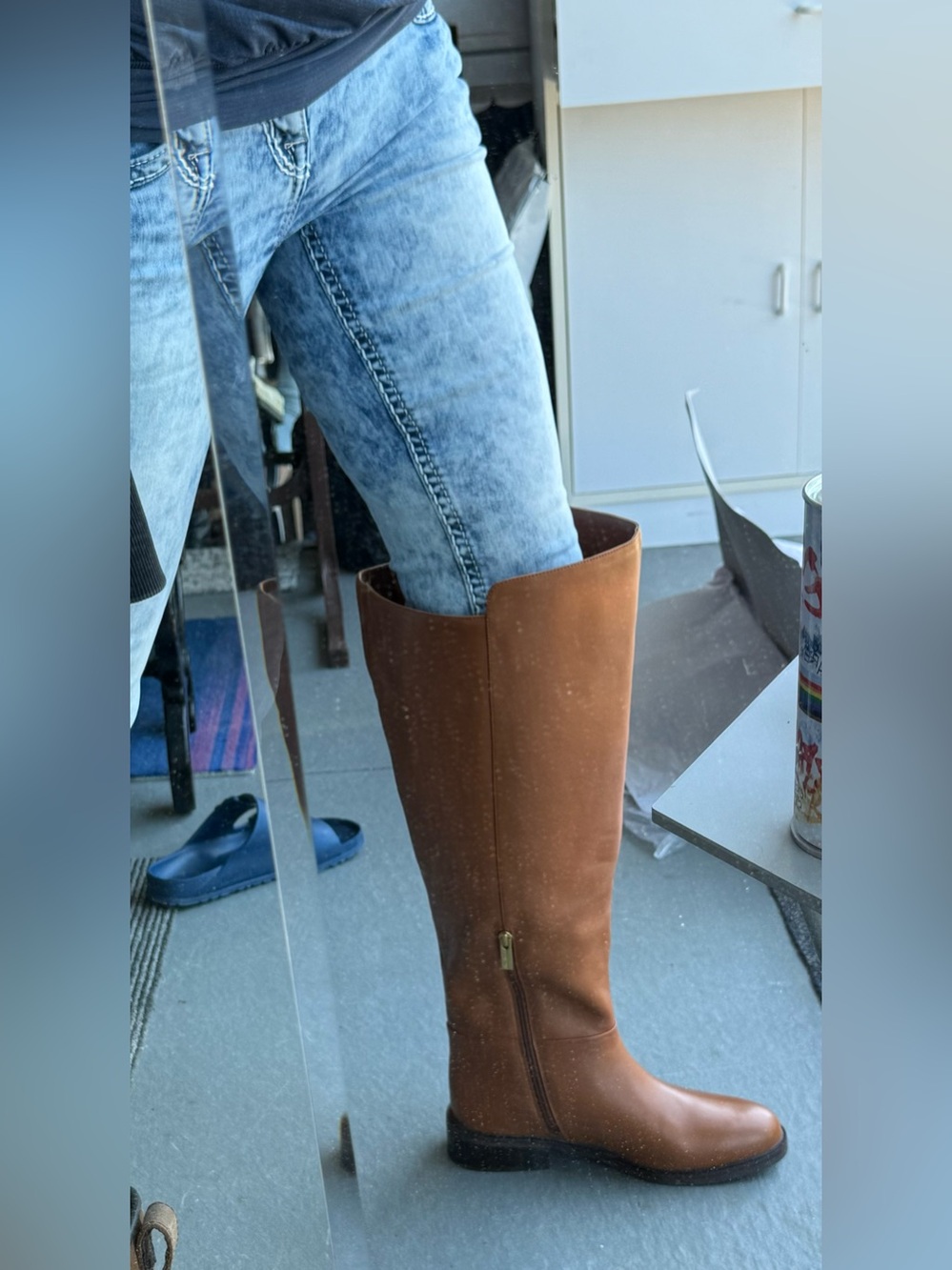 Vince Camuto Tall Chestnut Leather Riding Boots - Picture 7 of 10